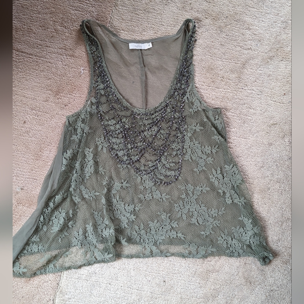 *YARD SALE!* Millau Sheer Lace Beaded Crop